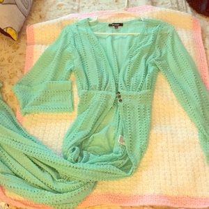 Long sleeve turquoise/light green spring cardigan